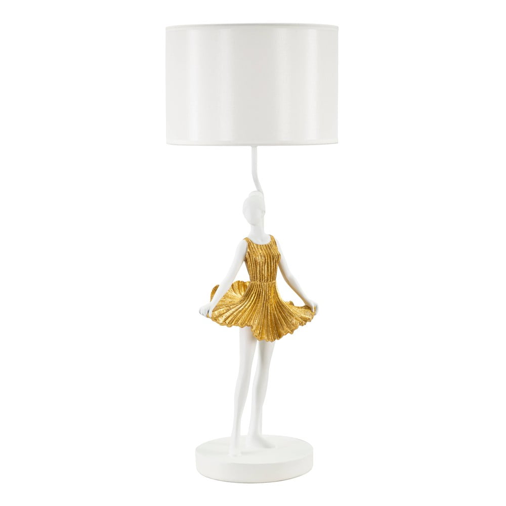 Fehér-aranyszínű asztali lámpa textil búrával (magasság 90,5 cm) Dancer – Mauro Ferretti