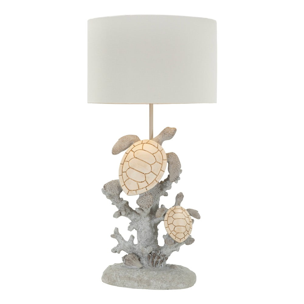 Fehér-szürke asztali lámpa textil búrával (magasság 63,5 cm) Turtle – Mauro Ferretti