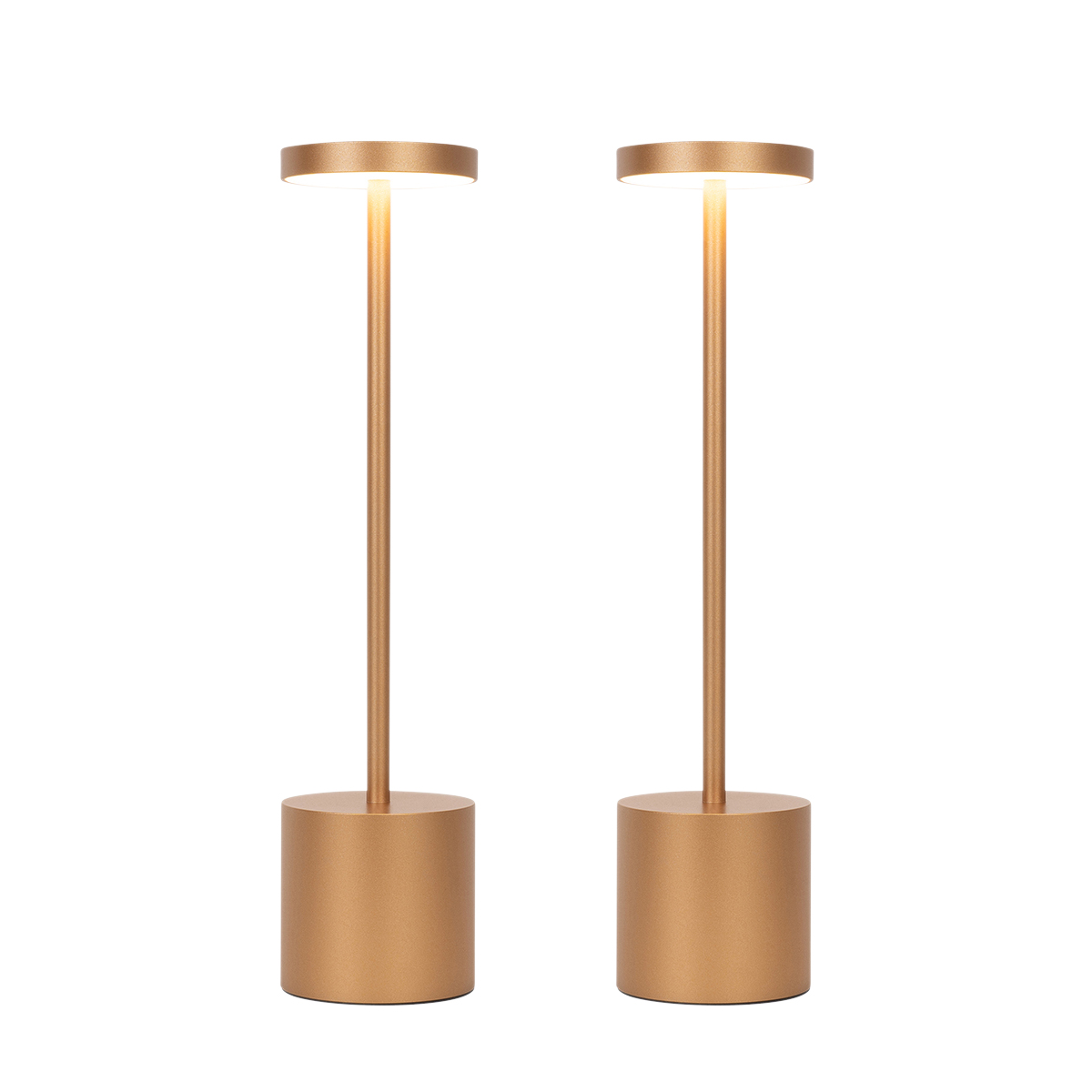 2 darabos kültéri asztali lámpa szett arany színben, LED-del és dimmerrel, újratölthető - Dupont