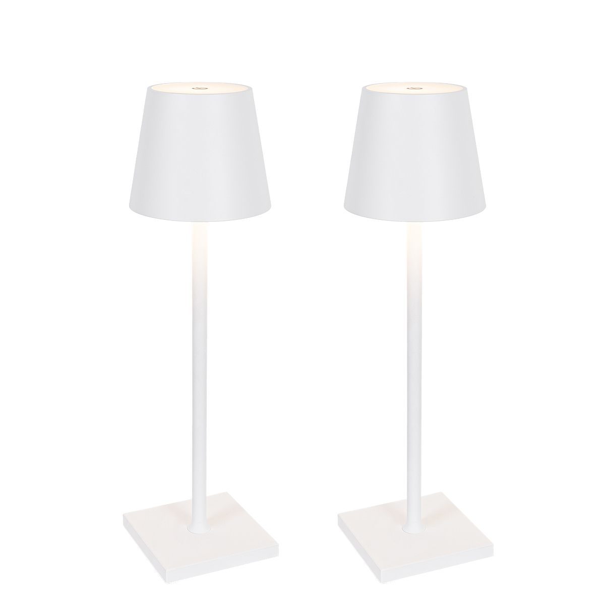 2 db kültéri asztali lámpa készlet fehér, LED-del és újratölthető dimmerrel - Janet