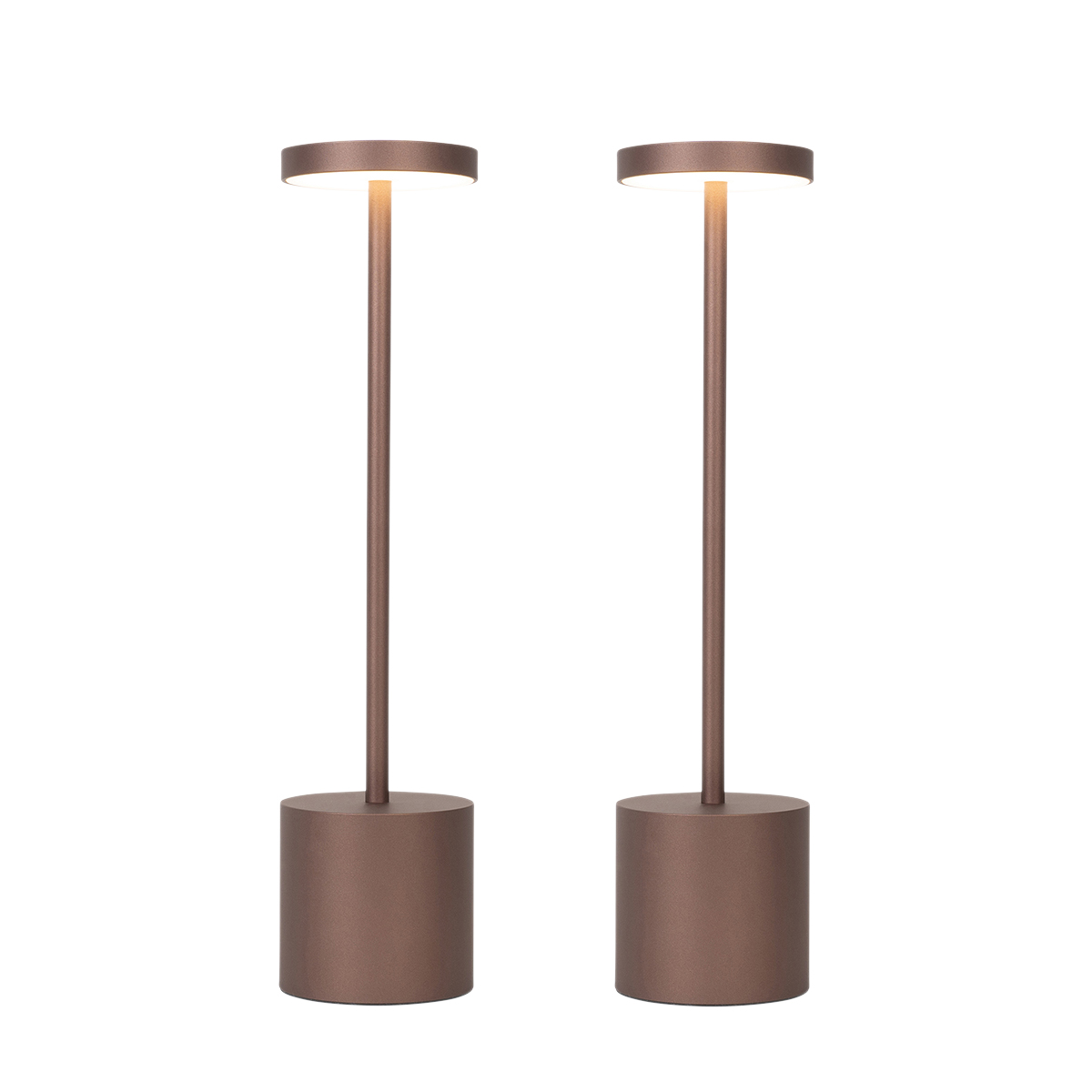 2 db kültéri asztali lámpa szett bronz színben, LED-del és dimmerrel, újratölthető - Dupont