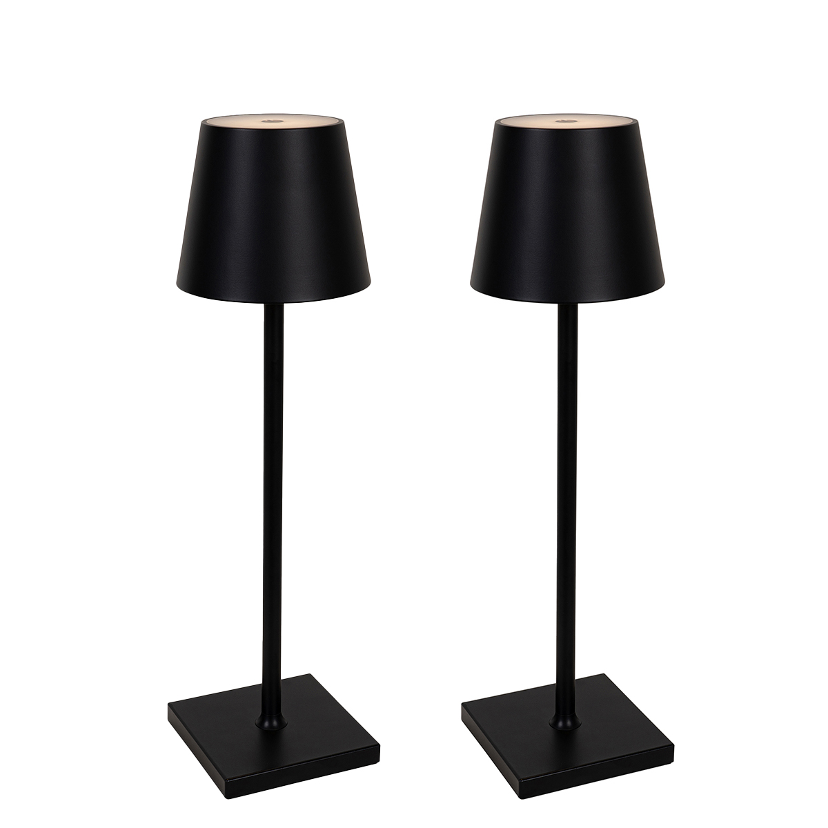 2 db-os kültéri asztali lámpa szett fekete, LED-del és érintős dimmerrel, újratölthető - Janet