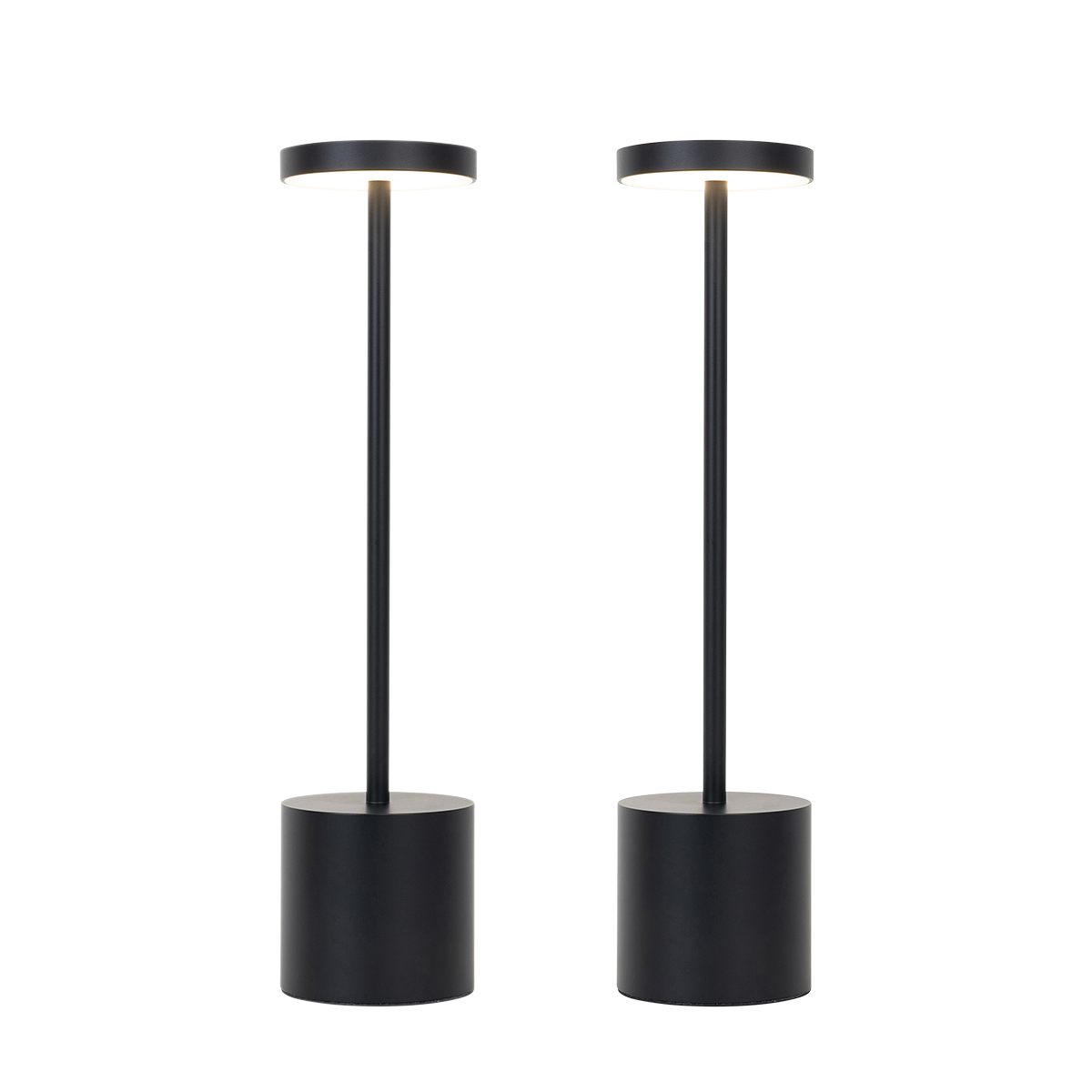 Set of 2 Outdoor Table Lamps Black Incl. LED and Dimmer Rechargeable - Dupont