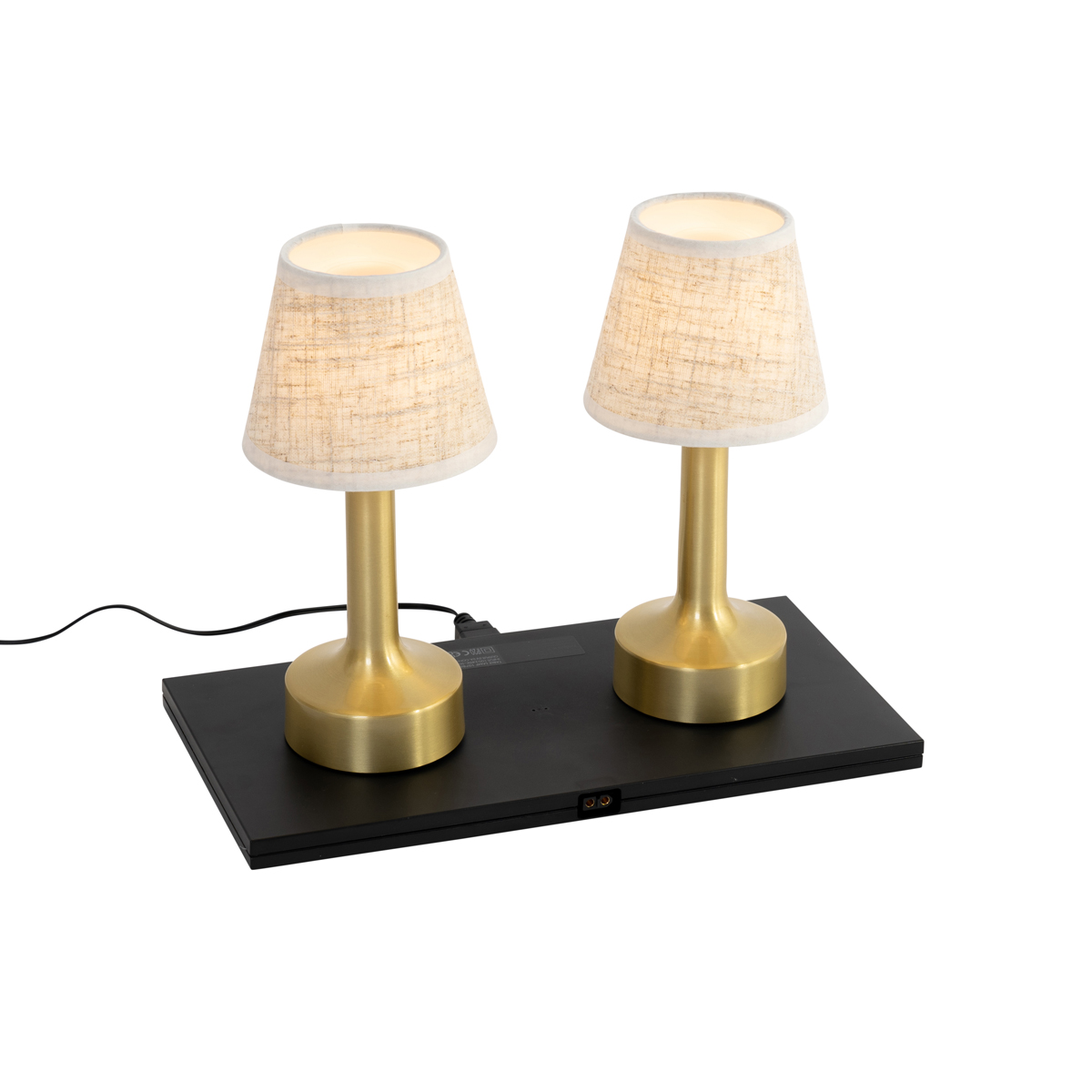 Set van 2 tafellampen goud met beige RGBW oplaadbaar - Elise